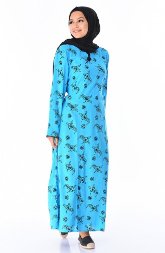 Turquoise Hijab Dress 32201A-04