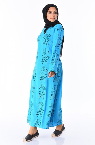 Turquoise Hijab Dress 32201B-01