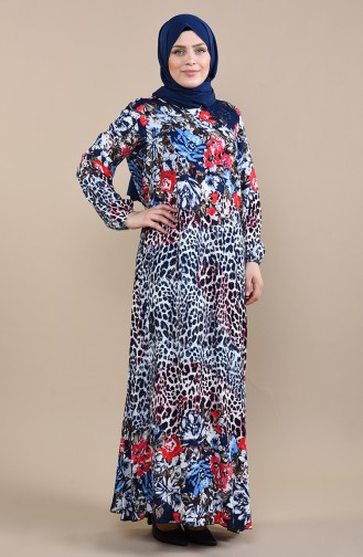 Navy Blue Hijab Dress 8Y3841503-03