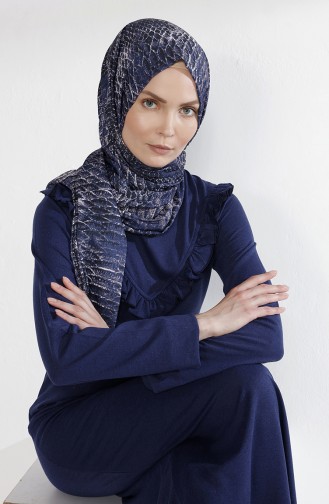 Hell-Dunkelblau Hijab Kleider 2992-11