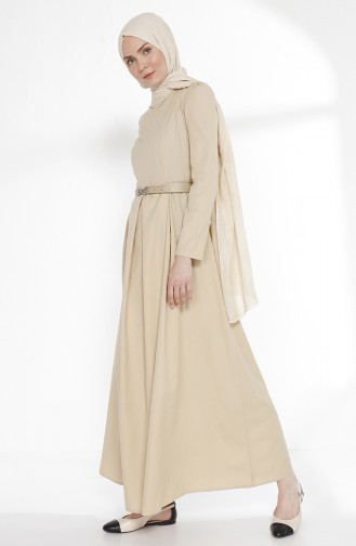 Kleid mit Gürtel 2781-23 Beige 2781-23