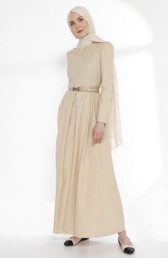 Belted Dress 3159-15 Beige 3159-15