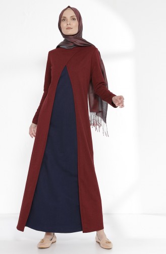 توبانور فستان بتصميم موصول بقطعة 2895-20 لون خمري وكحلي 2895-20