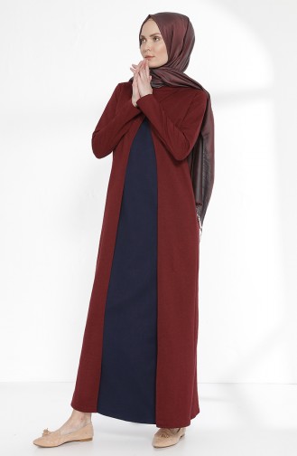 توبانور فستان بتصميم موصول بقطعة 2895-20 لون خمري وكحلي 2895-20