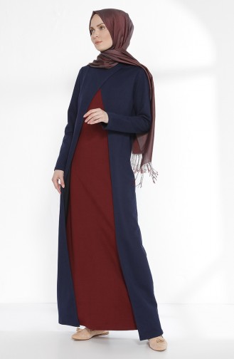 Navy Blue İslamitische Jurk 3158-12