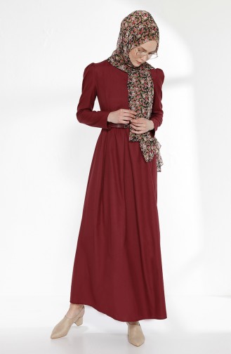 TUBANUR Belted Dress 2781-05 Claret Red 2781-05