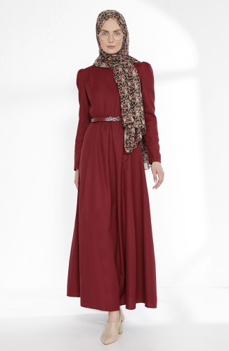 TUBANUR Belted Dress 2781-05 Claret Red 2781-05