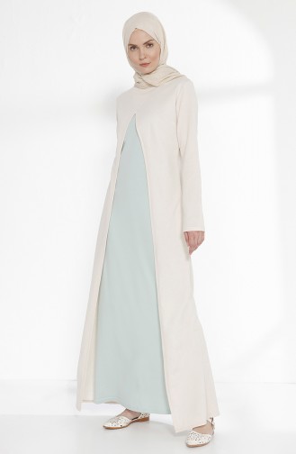 Two Thread Dress with Suit Look 3158-11 Ecru Almond Green 3158-11