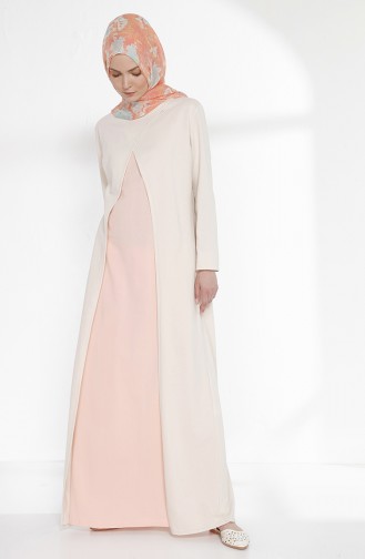 توبانور فستان بتصميم موصول بقطعة 2895-18 لون بيج فاتح ووردي 2895-18
