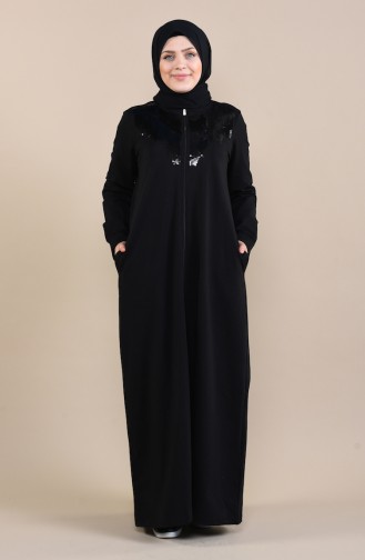 Grosse Grösse Pailletten Abaya  10006-02 Schwarz 10006-02