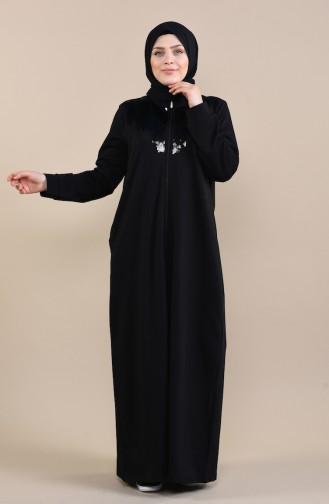 Grosse Grösse Pailletten Abaya  10006-02 Schwarz 10006-02