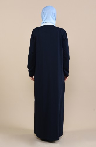 Abaya à Paillettes Grande Taille 10006-03 Bleu Marine 10006-03