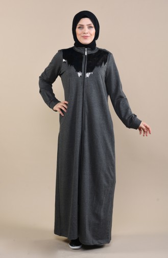 Grosse Grösse Pailletten Abaya 10006-04 Anthrazit 10006-04