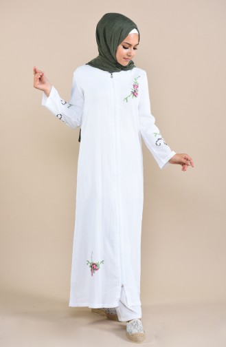 Abaya Brodée 22206-06 Blanc 22206-06