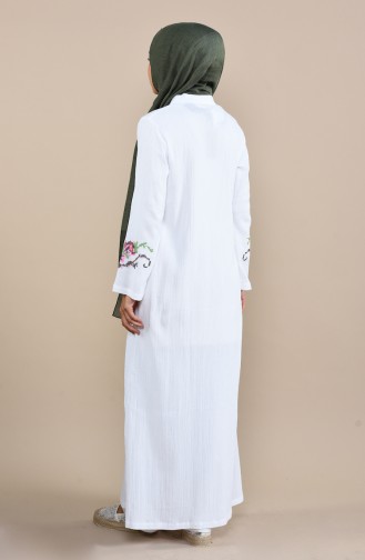 Abaya Brodée 22206-06 Blanc 22206-06