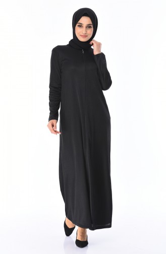 Abaya a Fermeture 3000-01 Noir 3000-01