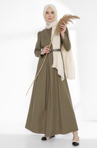 Khaki Hijab Dress 3159-14