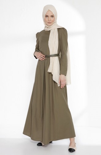 توبانور فستان بتصميم حزام للخصر 2781-09 لون أخضر كاكي 2781-09