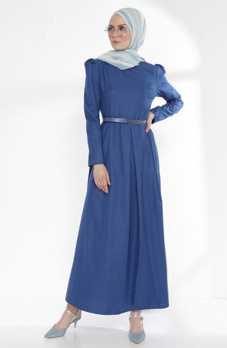 Kleid mit Gürtel 3159-12 Indigo 3159-12