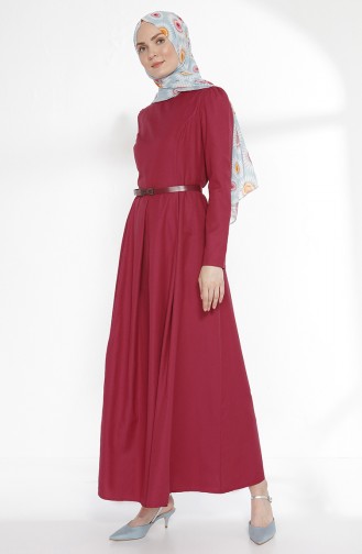 Kleid mit Gürtel 3159-05 Dunkel Fuchsia 3159-05