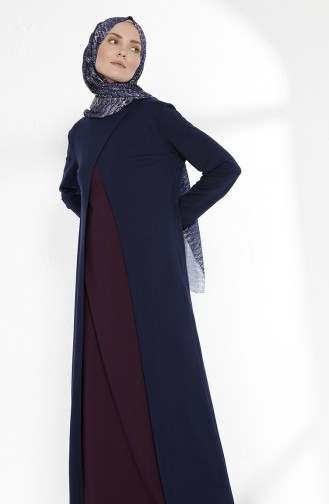 TUBANUR Suit Looking Dress 2895-22 Navy Blue Purple 2895-22