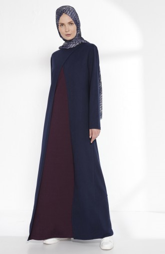 توبانور فستان بتصميم موصول بقطعة 2895-22 لون كحلي وبنفسجي 2895-22