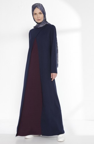 TUBANUR Suit Looking Dress 2895-22 Navy Blue Purple 2895-22