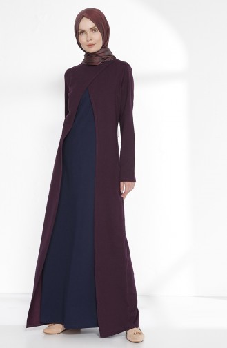 TUBANUR Suit Looking Dress 2895-23 Purple Navy Blue 2895-23