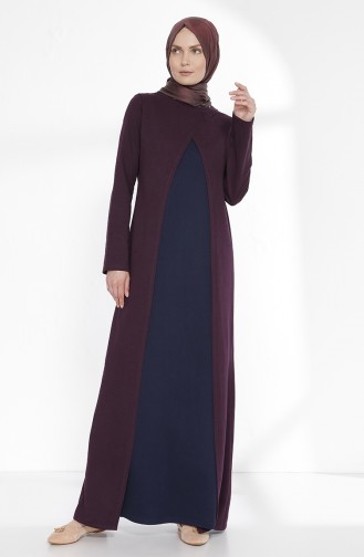 توبانور فستان بتصميم موصول بقطعة 2895-23 لون بنفسجي و كحلي 2895-23