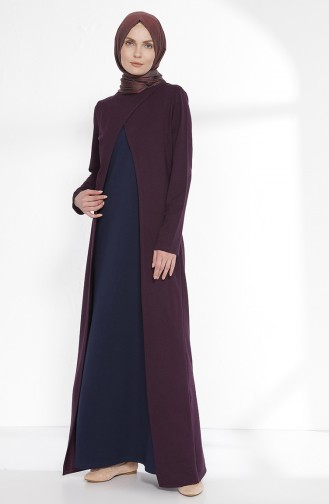 توبانور فستان بتصميم موصول بقطعة 2895-23 لون بنفسجي و كحلي 2895-23