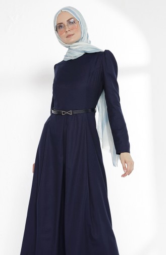 Belted Dress 3159-11 Navy Blue 3159-11