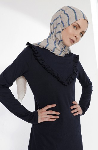 Navy Blue İslamitische Jurk 2992-03