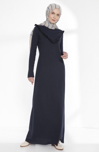 Navy Blue Hijab Dress 2992-03