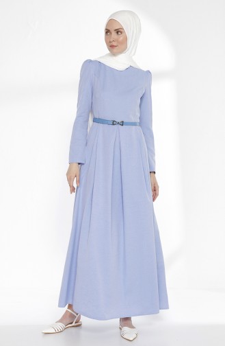 Kleid mit Gürtel 3159-09 Blau 3159-09