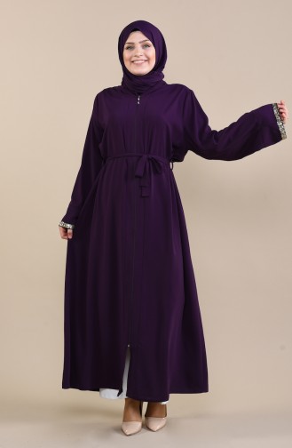 Large Size Sequined Abaya 7829-01 Purple 7829-01