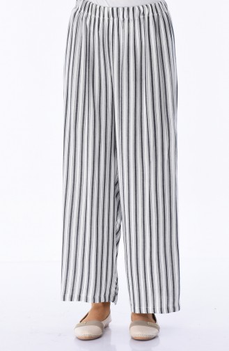 Pantalon Large a Rayures 25065-01 Gris Blanc 25065-01
