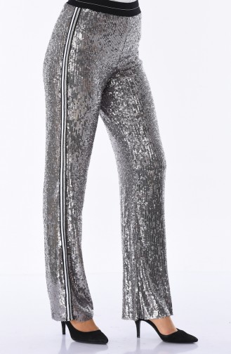 Sequined wide Leg Trousers 5005-02 Silver 5005-02