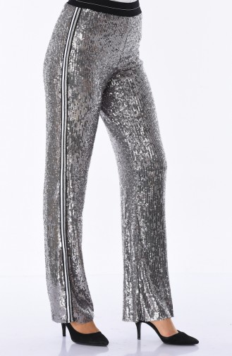 Pantalon Large a Paillettes 5005-02 Argent 5005-02