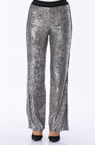 Sequined wide Leg Trousers 5005-02 Silver 5005-02