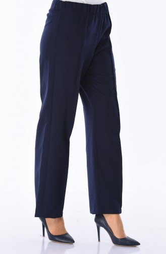 Elastic Straight Leg Pants 2080-04 Navy Blue 2080-04