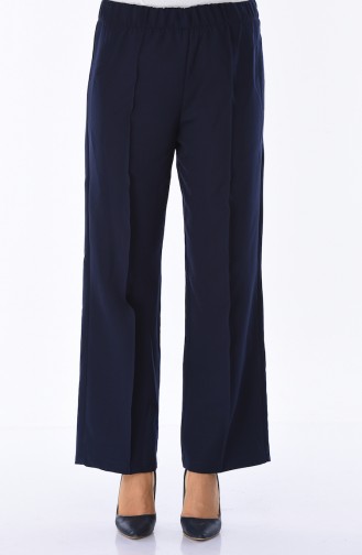 Elastic Straight Leg Pants 2080-04 Navy Blue 2080-04