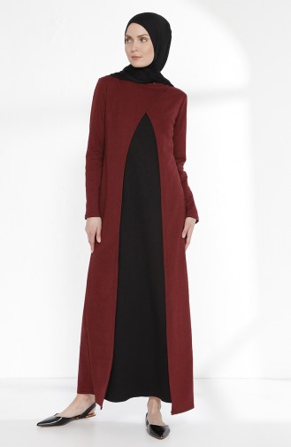 توبانور فستان بتصميم موصول بقطعة 2895-01 لون خمري و أسود 2895-01