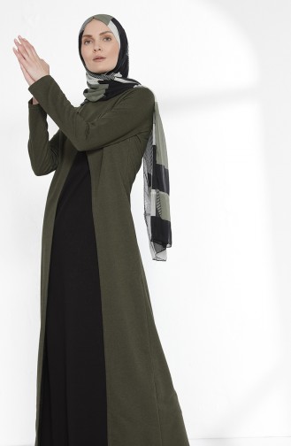 Two Thread Dress with Suit Look 3158-14 Khaki Black 3158-14