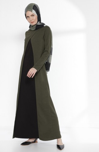 TUBANUR Suit Looking Dress 2895-15 Khaki Green Black 2895-15