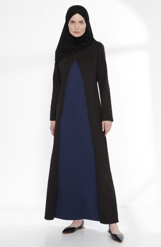 Zwei Fäden Kleid   3158-09 Schwarz Indigo 3158-09