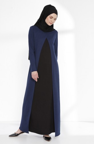 توبانور فستان بتصميم موصول بقطعة 2895-11 لون أسود ونيلي 2895-11