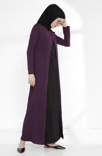 توبانور فستان بتصميم موصول بقطعة 2895-05 لون بنفسجي و أسود 2895-05