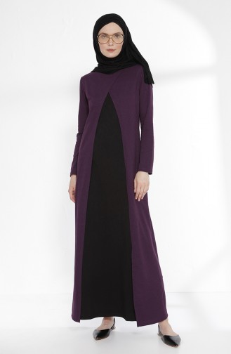 توبانور فستان بتصميم موصول بقطعة 2895-05 لون بنفسجي و أسود 2895-05
