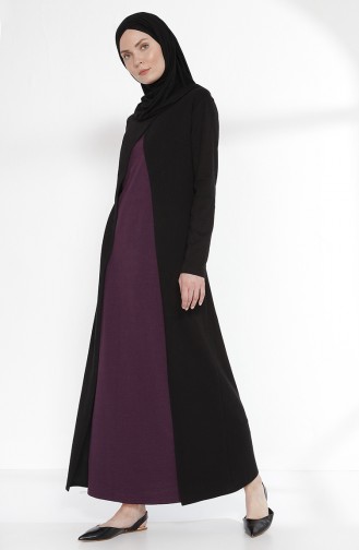 توبانور فستان بتصميم موصول بقطعة 2895-06 لون أسود و بنفسجي 2895-06