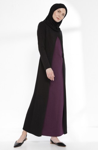 Zwei Fäden Kleid   3158-06 Schwarz Lila 3158-06